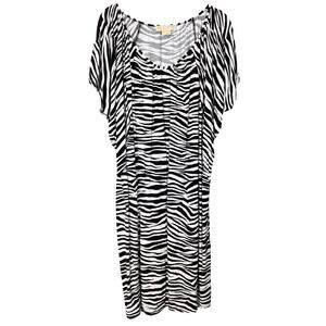Michael Michael Kors Women's Zebra Print Boho Shift Dress - Large - Jersey Knit